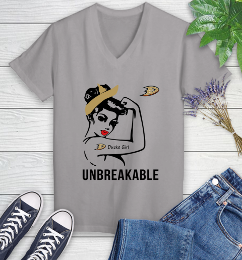 NHL Anaheim Ducks Girl Unbreakable Hockey Sports Women's V-Neck T-Shirt 2