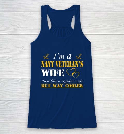 Womens I am a Navy veterans wife t shirt Navy veteran Racerback Tank 6