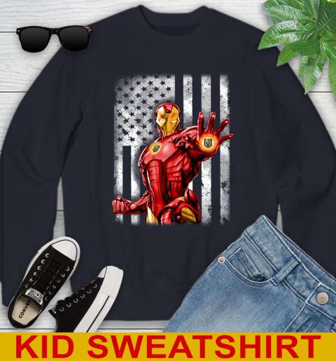 Vegas Golden Knights NHL Hockey Iron Man Avengers American Flag Shirt Youth Sweatshirt 2