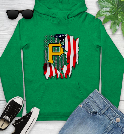 Pittsburgh Pirates MLB Baseball American Flag Youth Hoodie 9