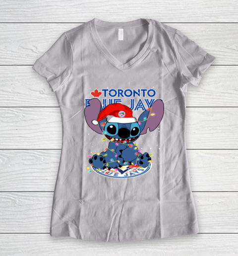 Toronto Blue Jays MLB noel stitch Baseball Christmas Women's V-Neck T-Shirt