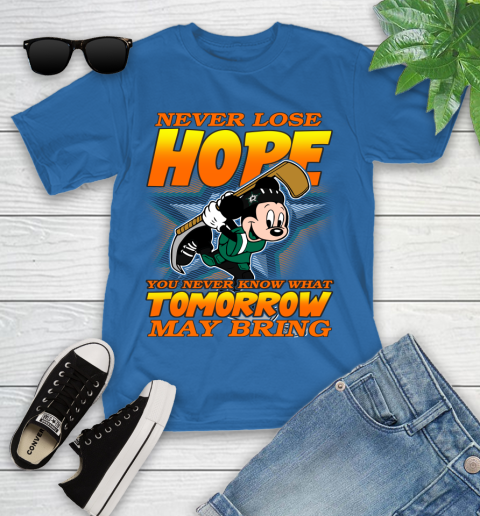 Dallas Stars NHL Hockey ootball Mickey Disney Never Lose Hope Youth T-Shirt - Image 13