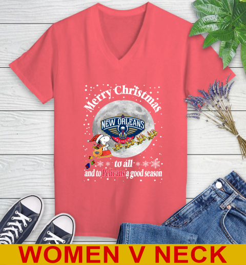New Orleans Pelicans Merry Christmas To All And To Pelicans A Good Season NBA Basketball Sports Women's V-Neck T-Shirt 6