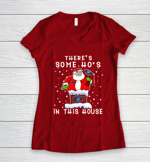 Tampa Bay Lightning Christmas There Is Some Hos In This House Santa Stuck In The Chimney NHL Women's V-Neck T-Shirt 8