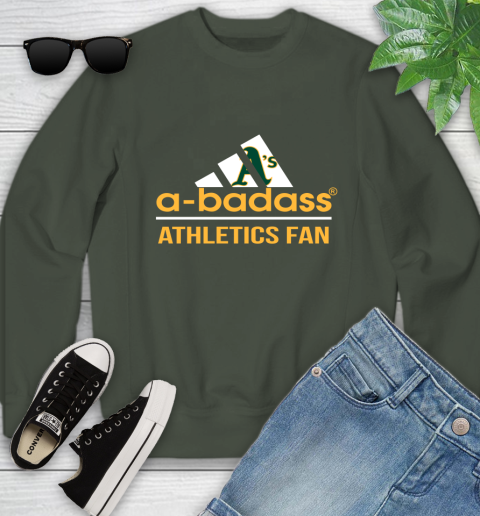 MLB A Badass Oakland Athletics Fan Adidas Baseball Sports Youth Sweatshirt 9