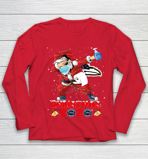 Baltimore Ravens Funny Santa Claus Dabbing Christmas 2020 NFL Youth Long Sleeve 8
