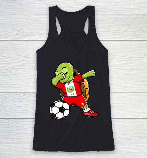 Dabbing Turtle Peru Soccer Fans Jersey Peruvian Football Racerback Tank