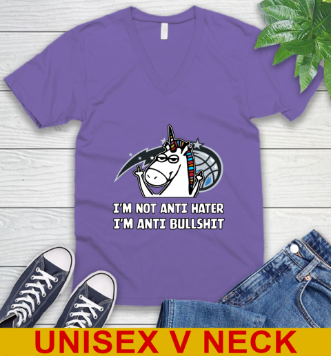 Orlando Magic NBA Basketball Unicorn I'm Not Anti Hater I'm Anti Bullshit V-Neck T-Shirt 9