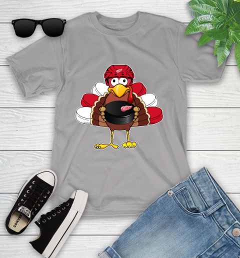 Detroit Red Wings Turkey Thanksgiving Day Youth T-Shirt 4