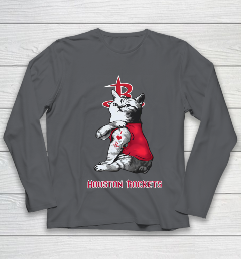 NBA Basketball My Cat Loves Houston Rockets Youth Long Sleeve 6