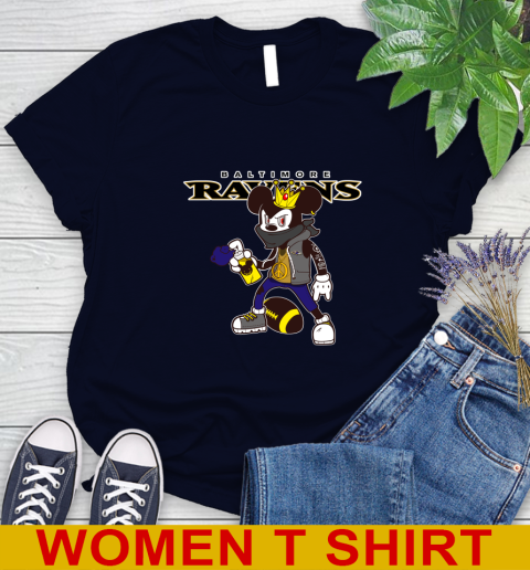 Baltimore Ravens NFL Football Mickey Peace Sign Sports Women's T-Shirt 4 Baltimore Ravens NFL Football Mickey Peace Sign Sports Women's T-Shirt - Image 4