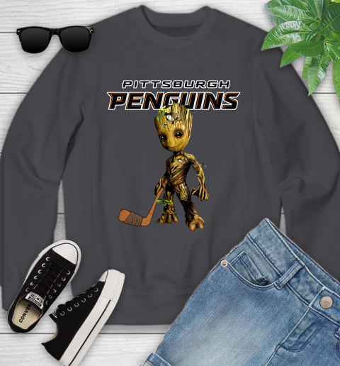 Pittsburgh Penguins NHL Hockey Groot Marvel Guardians Of The Galaxy Youth Sweatshirt 6