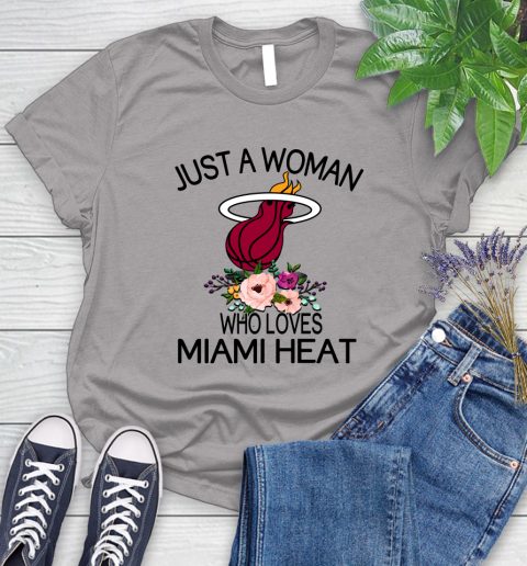 NBA Just A Woman Who Loves Miami Heat Basketball Sports Women's T-Shirt 3