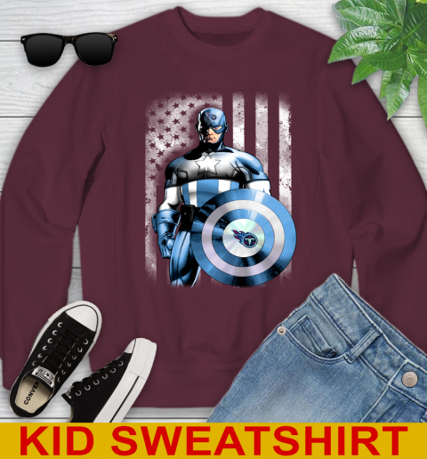 Tennessee Titans NFL Football Captain America Marvel Avengers American Flag Shirt Youth Sweatshirt 4