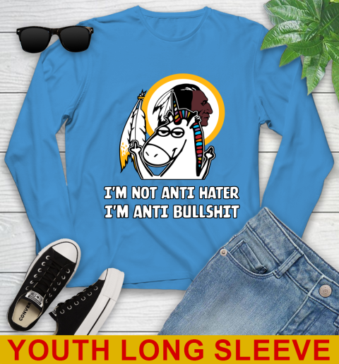Washington Redskins NFL Football Unicorn I'm Not Anti Hater I'm Anti Bullshit Youth Long Sleeve 8