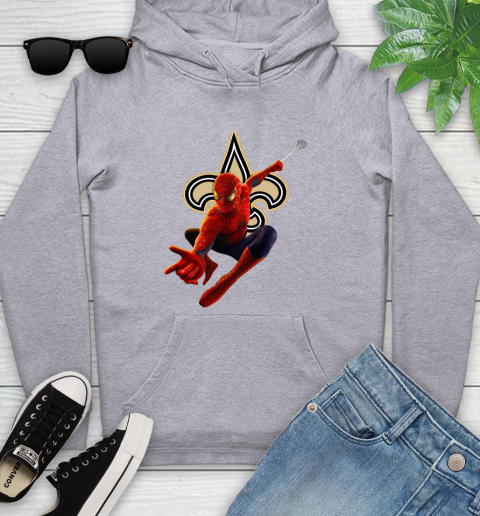 NFL Spider Man Avengers Endgame Football New Orleans Saints Youth Hoodie 6