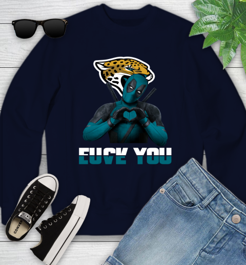 NHL Jacksonville Jaguars Deadpool Love You Fuck You Football Sports Youth Sweatshirt 2
