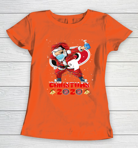Carolina Hurricanes Funny Santa Claus Dabbing Christmas 2020 NHL Women's T-Shirt 3