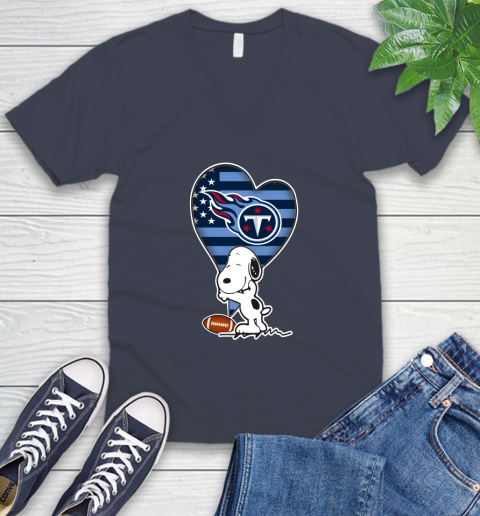 Tennessee Titans NFL Football The Peanuts Movie Adorable Snoopy V-Neck T-Shirt 9
