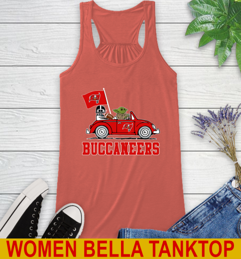 NFL Football Tampa Bay Buccaneers Darth Vader Baby Yoda Driving Star Wars Shirt Racerback Tank 4