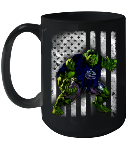 Vancouver Canucks Hulk Marvel Avengers NHL Hockey American Flag Ceramic Mug 15oz