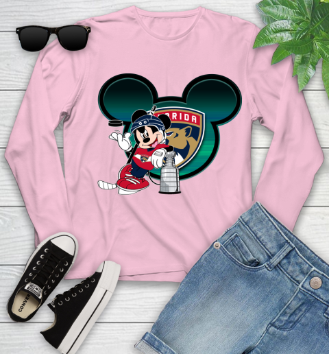 NHL Florida Panthers Stanley Cup Mickey Mouse Disney Hockey T Shirt Youth Long Sleeve 10