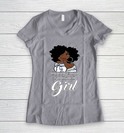 Colorado Rockiess Girl MLB Women's V-Neck T-Shirt 4
