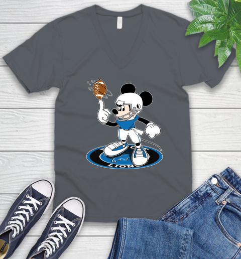 NFL Football Detroit Lions Cheerful Mickey Disney Shirt V-Neck T-Shirt 5