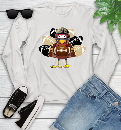 New Orleans Saints Turkey Thanksgiving Day Youth Long Sleeve