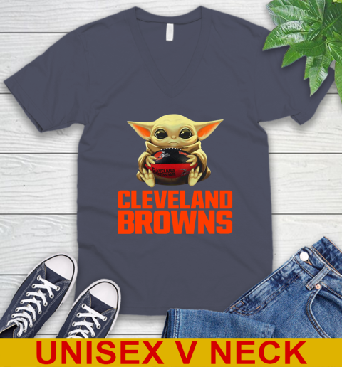 NFL Football Cleveland Browns Baby Yoda Star Wars Shirt V-Neck T-Shirt 8