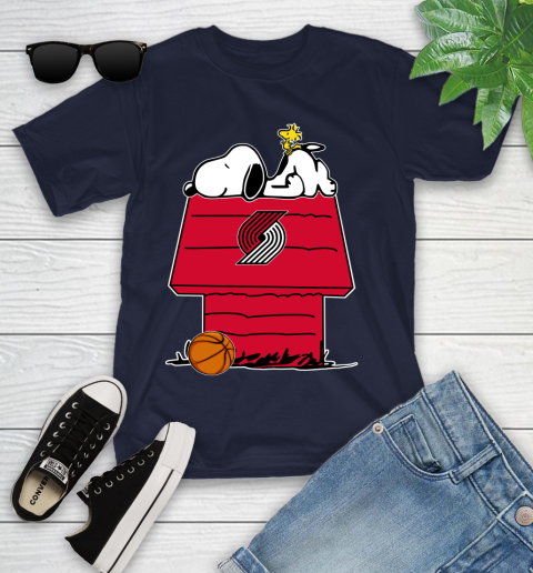 Portland Trail Blazers NBA Basketball Snoopy Woodstock The Peanuts Movie Youth T-Shirt 3