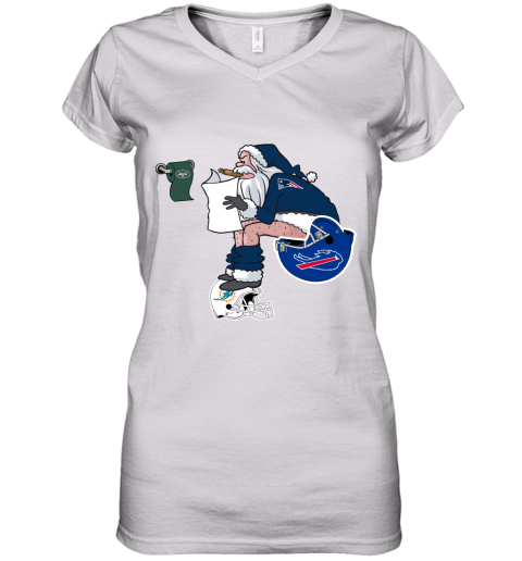 Santa Claus New England Patriots Shit On Other Teams Christmas Women's V-Neck T-Shirt