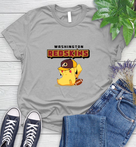 NFL Pikachu Football Washington Redskins Women's T-Shirt 5