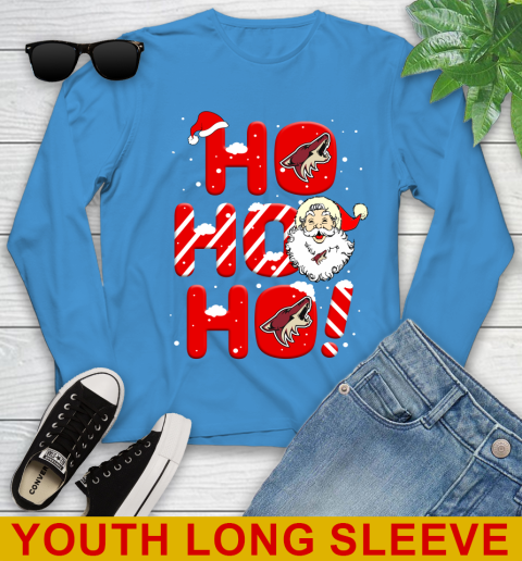Arizona Coyotes NHL Hockey Ho Ho Ho Santa Claus Merry Christmas Shirt Youth Long Sleeve 8
