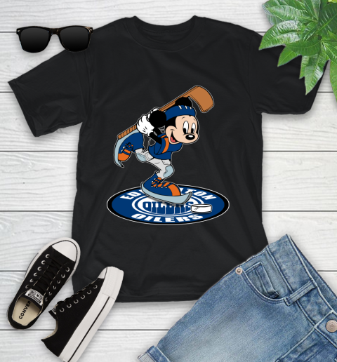 NHL Hockey Edmonton Oilers Cheerful Mickey Disney Shirt Youth T-Shirt