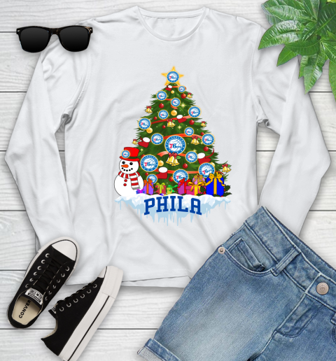 Philadelphia 76ers Merry Christmas NBA Basketball Sports Youth Long Sleeve