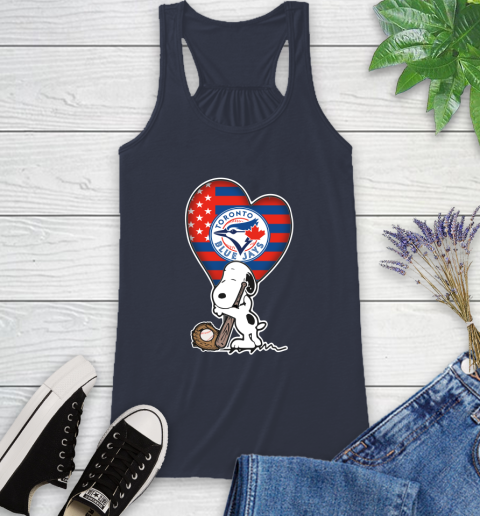 Toronto Blue Jays MLB Baseball The Peanuts Movie Adorable Snoopy Racerback Tank 12