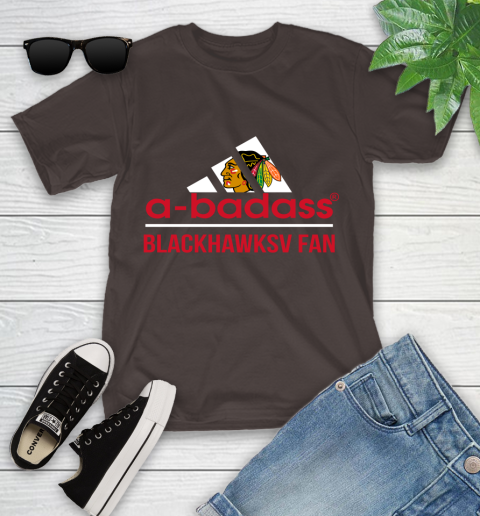 NHL A Badass Chicago Blackhawks Fan Adidas Hockey Sports Youth T-Shirt 7