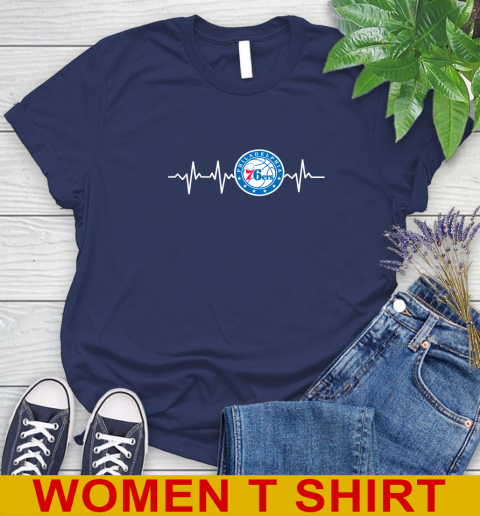 Philadelphia 76ers NBA Basketball Heart Beat Shirt Women's T-Shirt 12