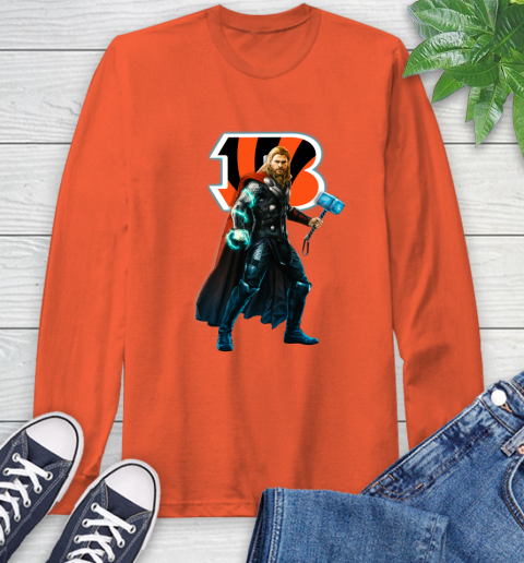 NFL Thor Avengers Endgame Football Cincinnati Bengals Long Sleeve T-Shirt 5