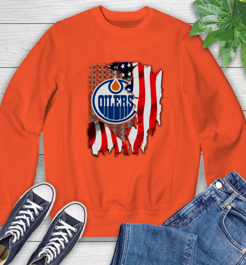 Edmonton Oilers NHL Hockey American Flag Sweatshirt 3
