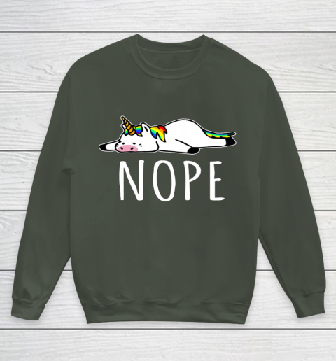 Nope Unicorn T Shirt Nah Not Gonna Do It Funny Lazy Gift Youth Sweatshirt 8