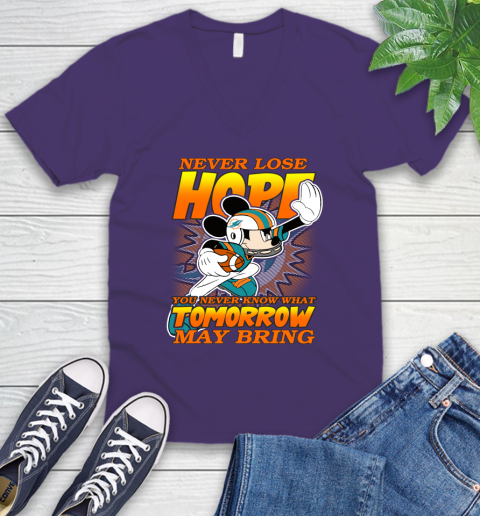 Miami Dolphins NFL Football Mickey Disney Never Lose Hope V-Neck T-Shirt 9