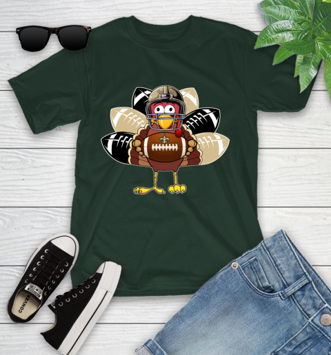 New Orleans Saints Turkey Thanksgiving Day Youth T-Shirt 5