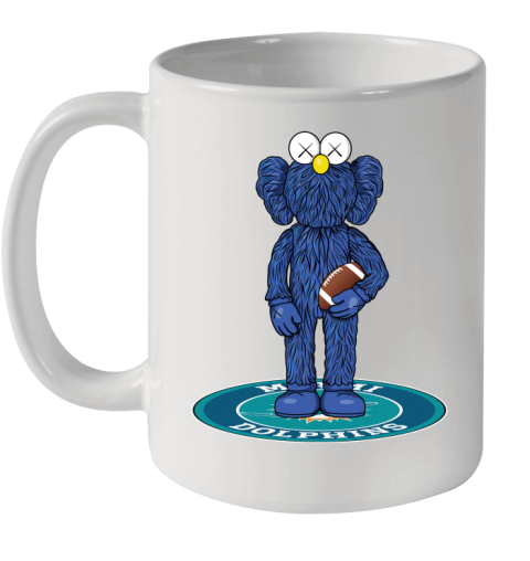 NFL Football Miami Dolphins Kaws Bff Blue Figure Shirt Ceramic Mug 11oz