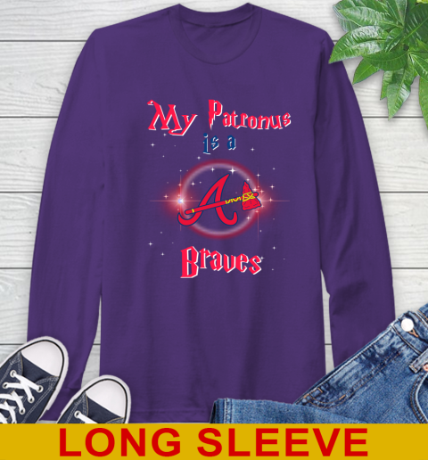 MLB Baseball Harry Potter My Patronus Is A Atlanta Braves Long Sleeve T-Shirt 5