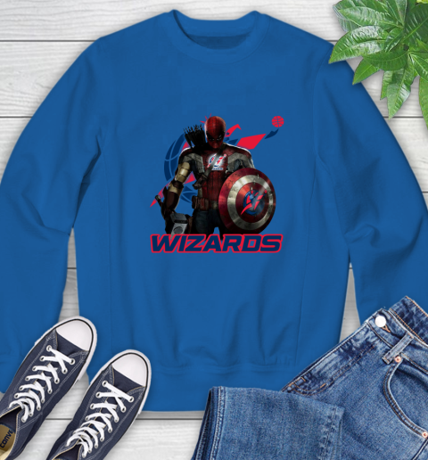 Washington Wizards NBA Basketball Captain America Thor Spider Man Hawkeye Avengers Sweatshirt 8