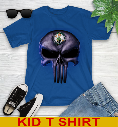 Boston Celtics NBA Basketball Punisher Skull Sports Youth T-Shirt 10