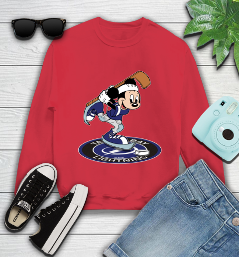 NHL Hockey Tampa Bay Lightning Cheerful Mickey Disney Shirt Youth Sweatshirt 8