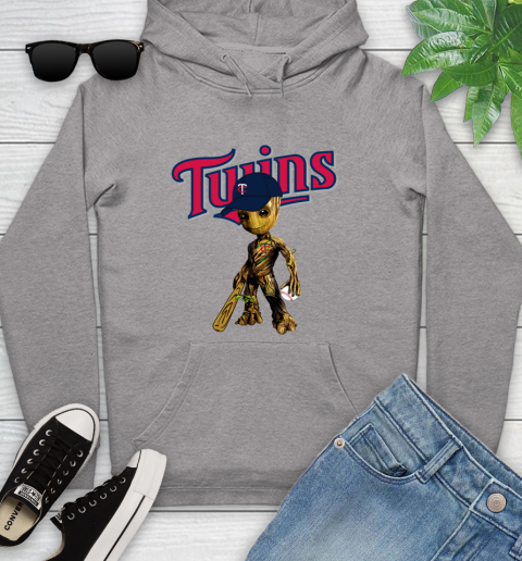 MLB Minnesota Twins Groot Guardians Of The Galaxy Baseball Youth Hoodie 6